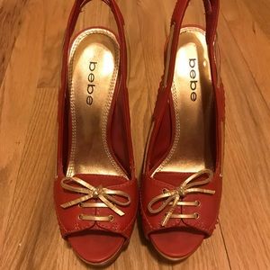 BeBe Red/Gold Heels